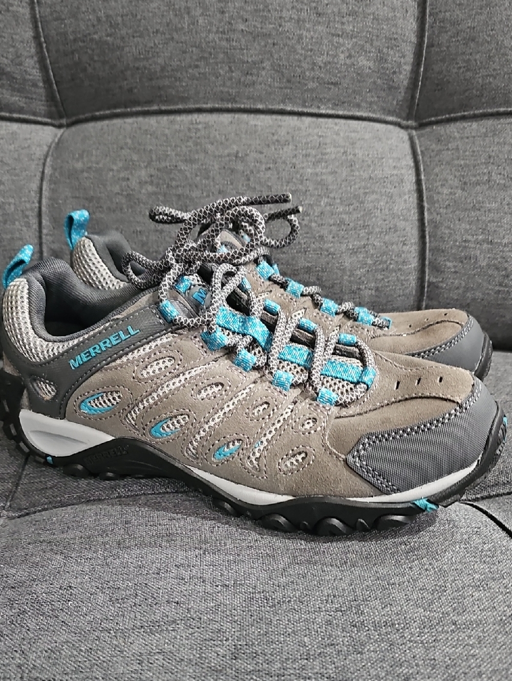Merrell Women's Gray with Teal Trail Sneakers